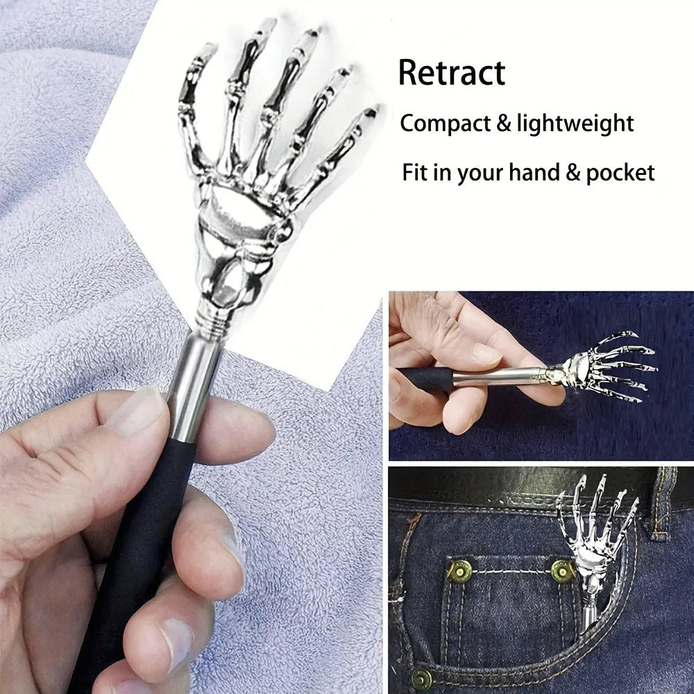 Teleskop Rückenkratzer Edelstahl - Ausziehbar 21-58cm für Rücken & Massage