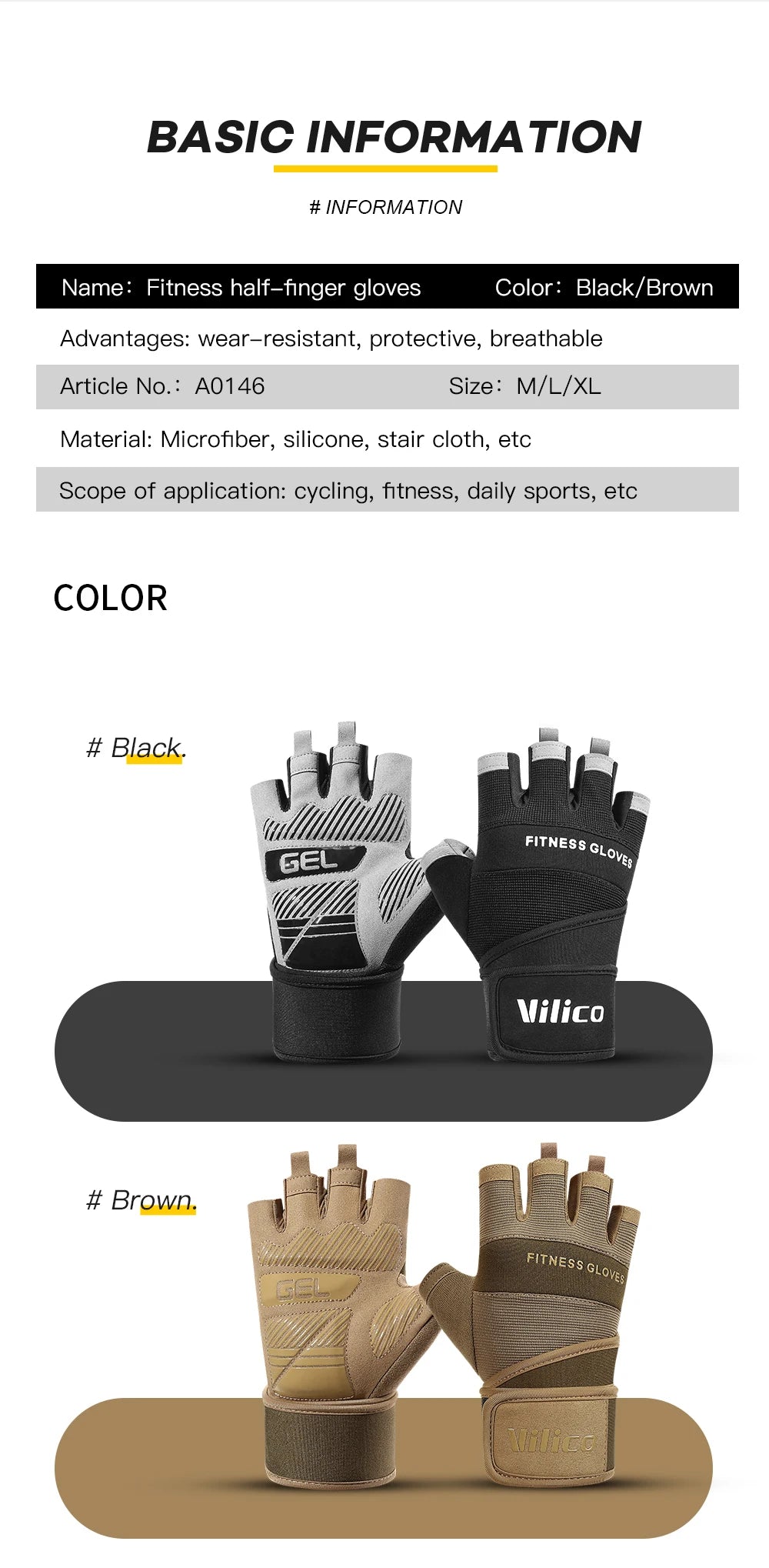 Premium training gloves - Half-finger gym gloves with wrist support