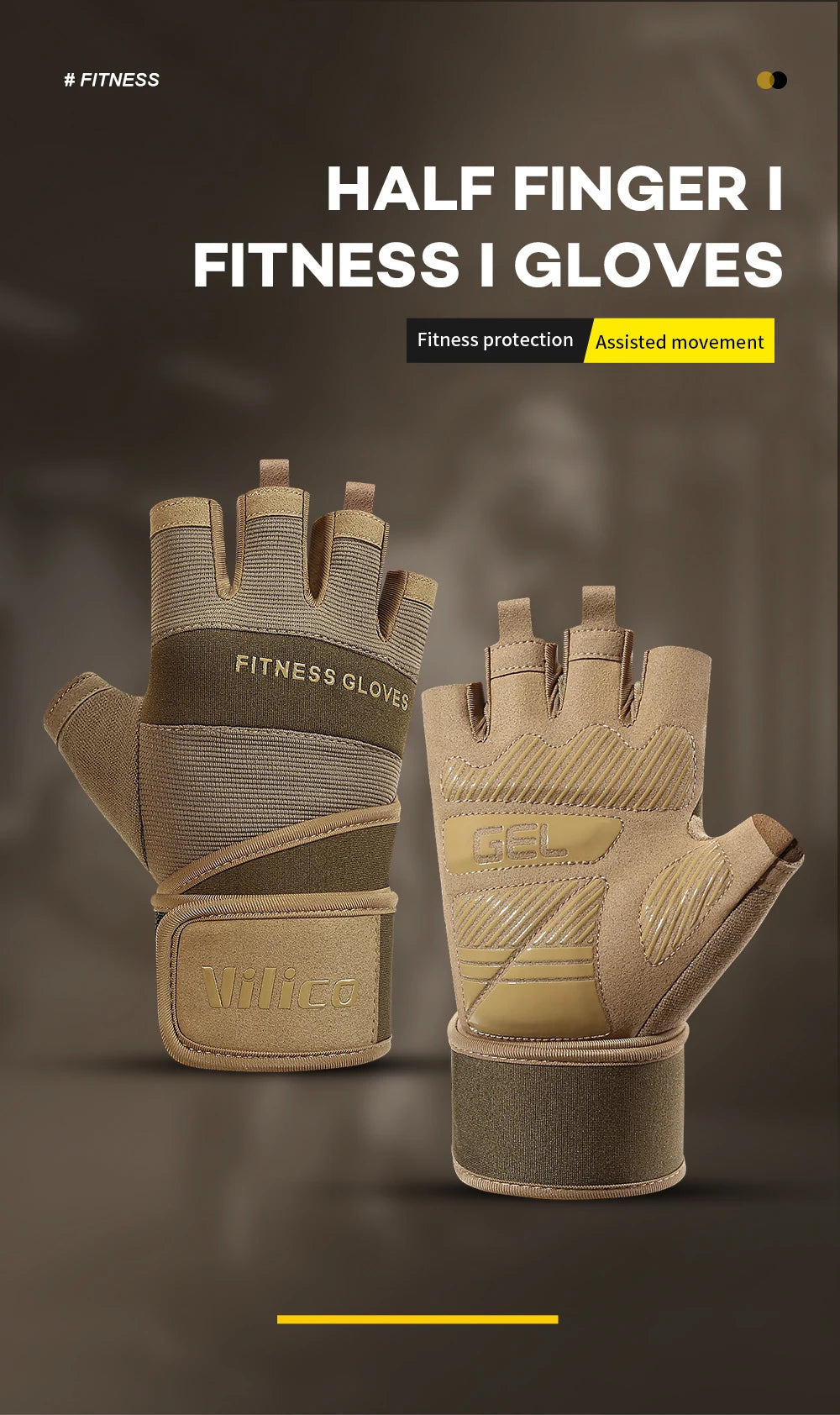 Premium training gloves - Half-finger gym gloves with wrist support