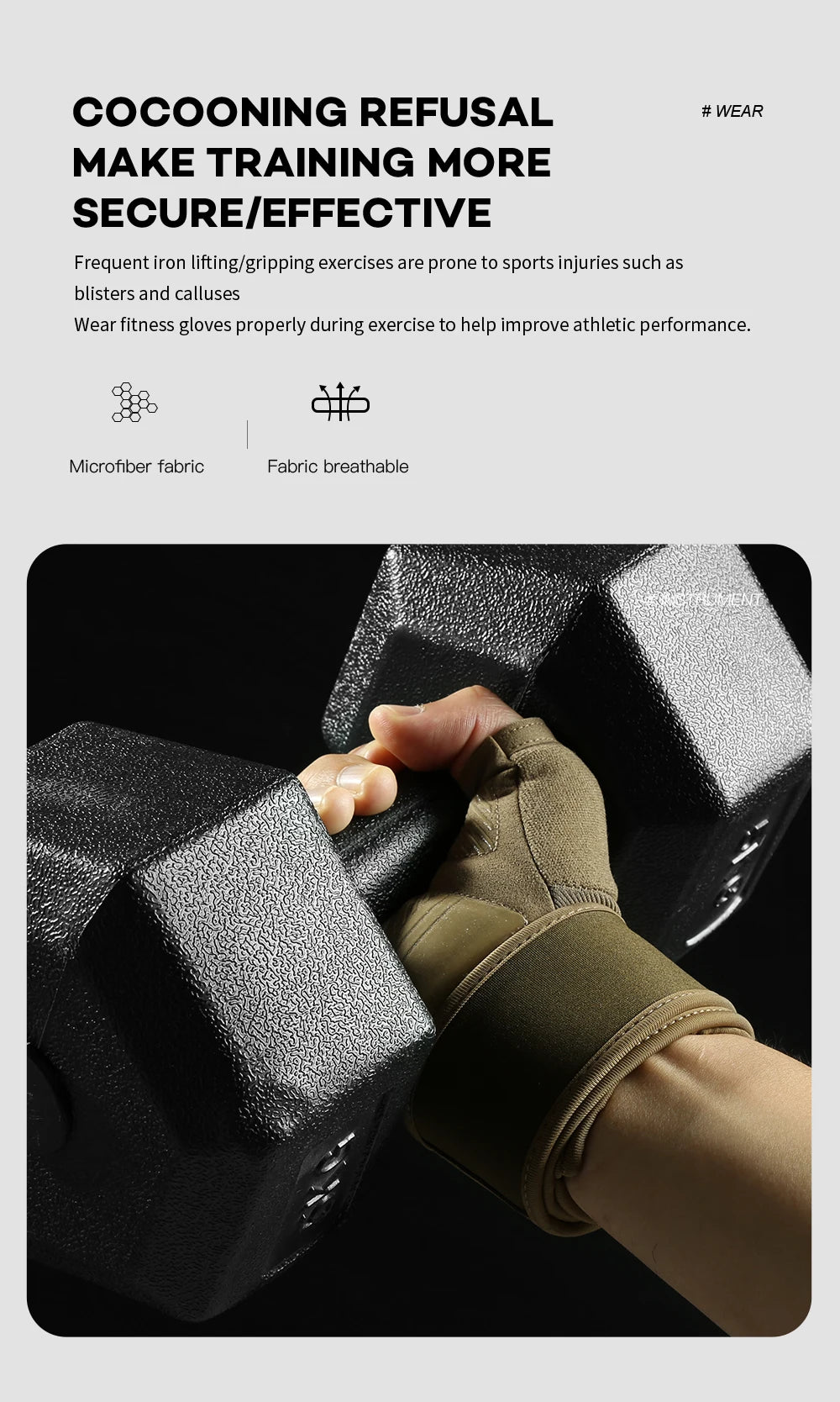 Premium training gloves - Half-finger gym gloves with wrist support