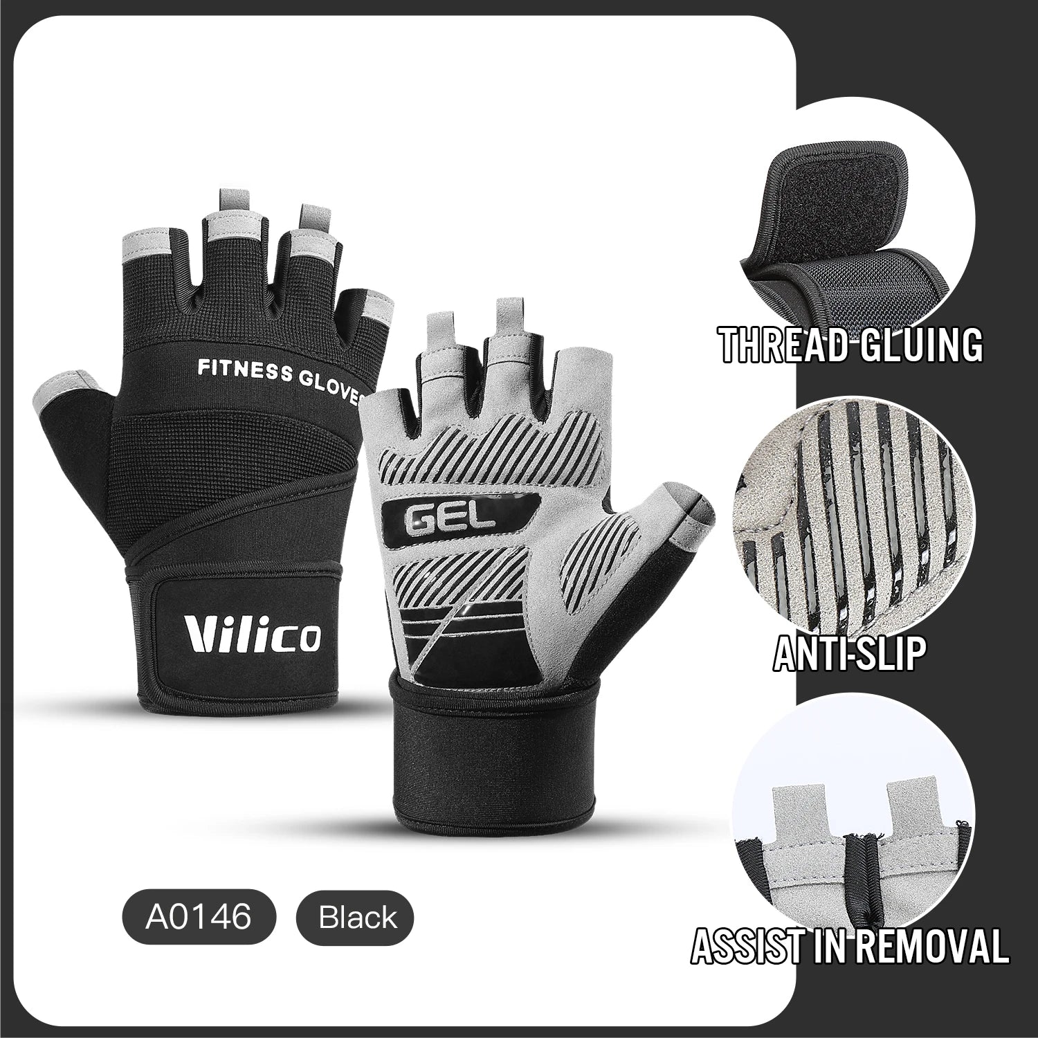Premium Trainingshandschuhe - Halbfinger Gym Gloves mit Handgelenkstütze