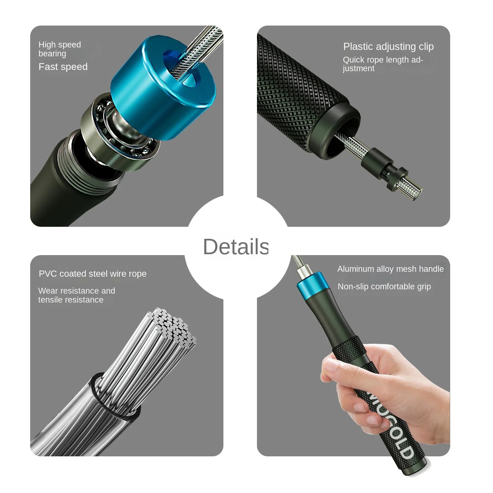 Profi Springseil Speed Rope - Verstellbar mit Kugellagern für Fitness