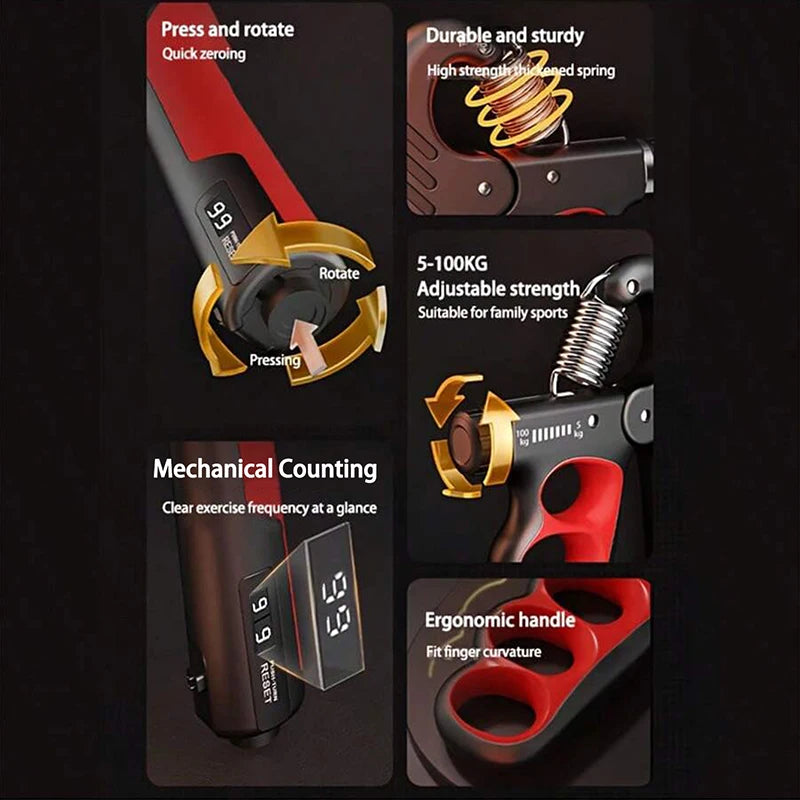 Verstellbarer Handtrainer 5-150kg - Unterarm-Kraft wie ein Schmied