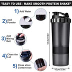 Premium Protein Shaker 3-Schichten - BPA-frei für Fitness & Gym