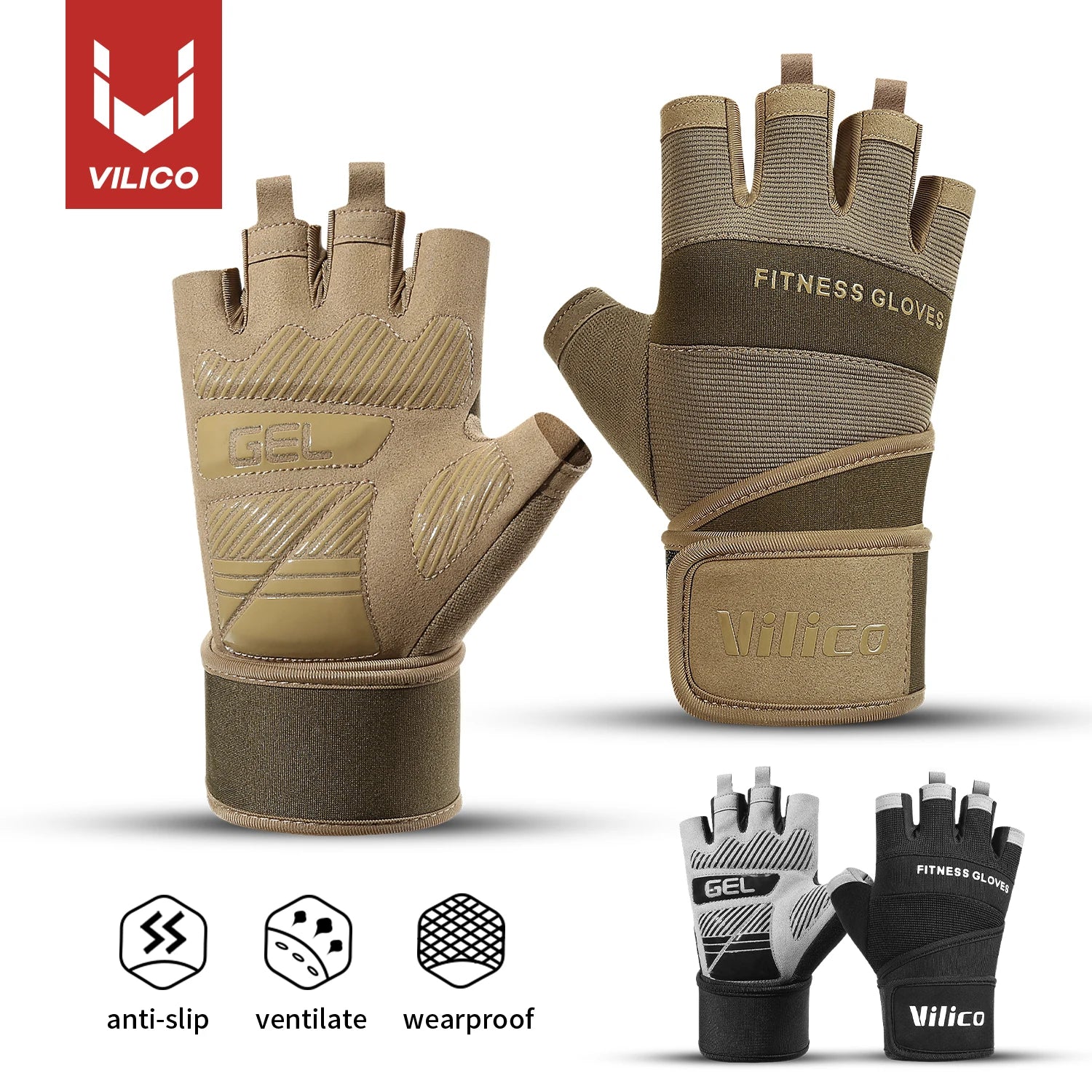 Premium Trainingshandschuhe - Halbfinger Gym Gloves mit Handgelenkstütze
