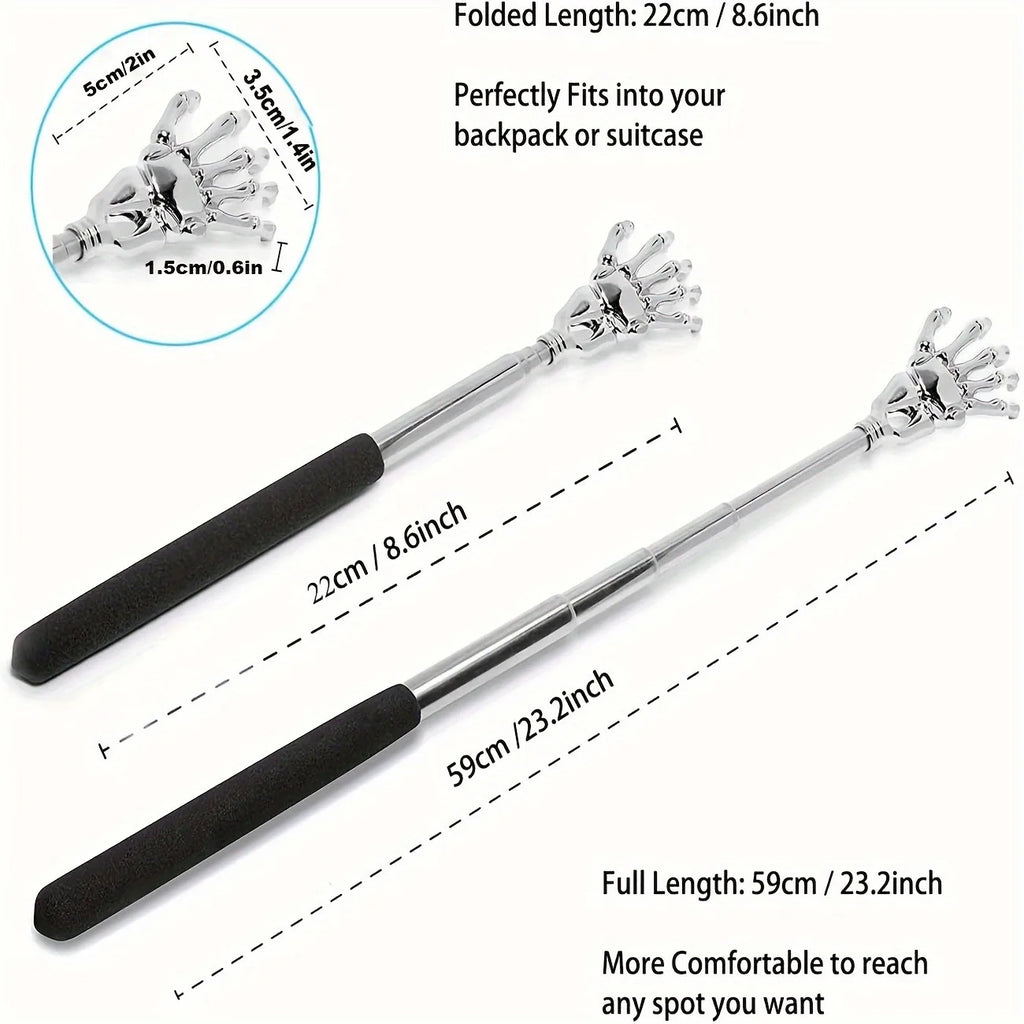 Teleskop Rückenkratzer Edelstahl - Ausziehbar 21-58cm für Rücken & Massage
