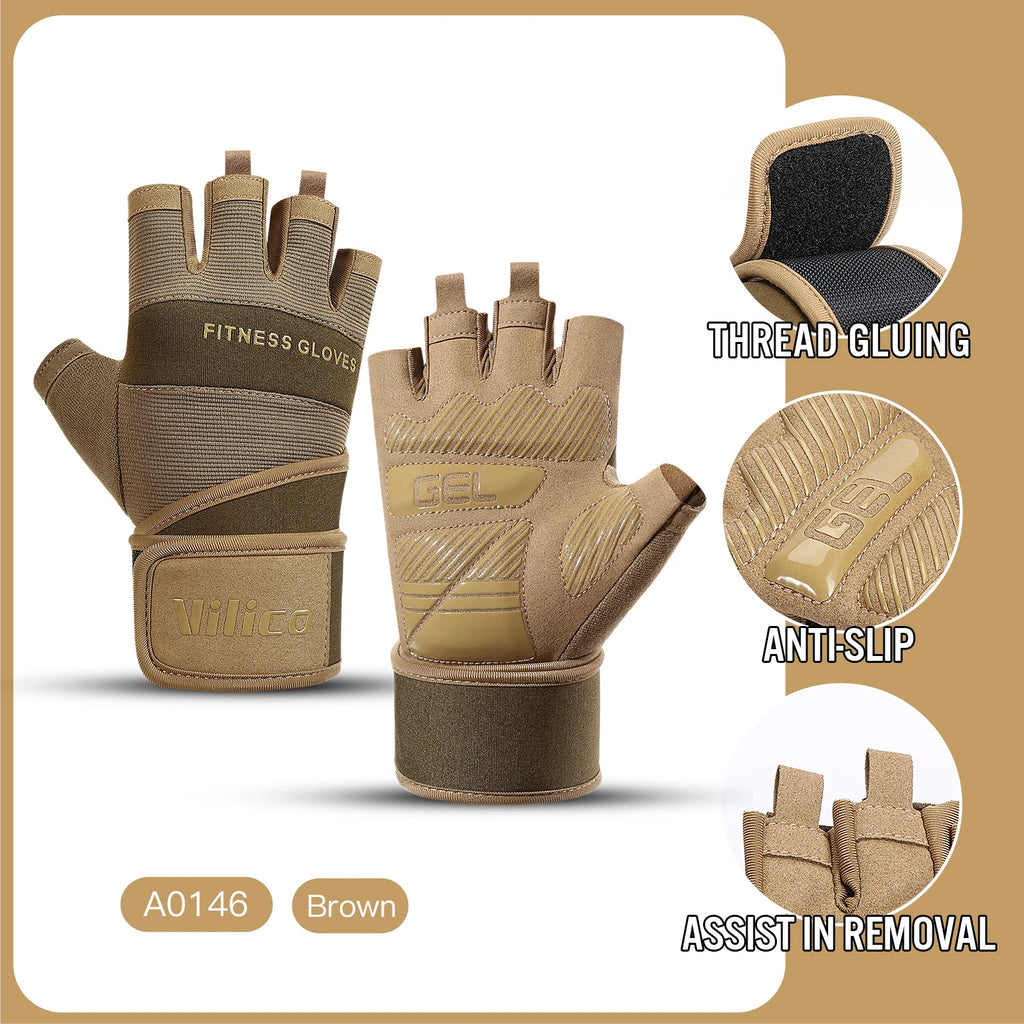 Premium training gloves - Half-finger gym gloves with wrist support