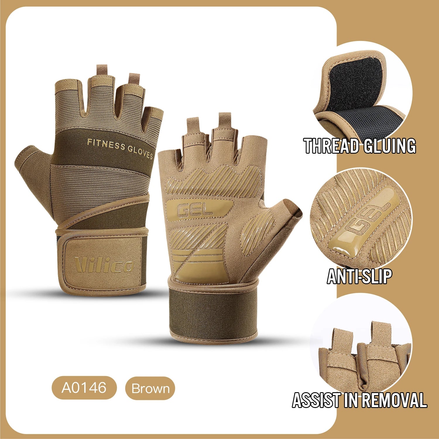 Premium Trainingshandschuhe - Halbfinger Gym Gloves mit Handgelenkstütze