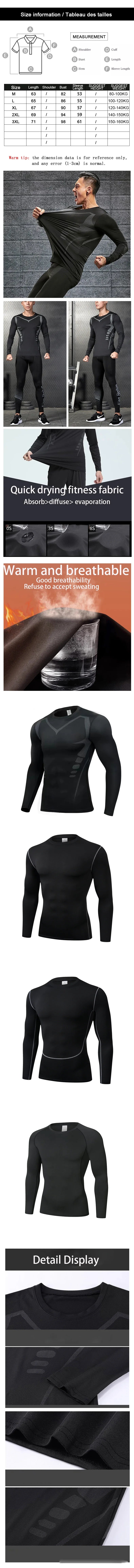 Herren Laufshirt Kompression - Quick-Dry Sport T-Shirt für Training