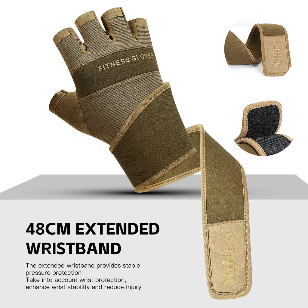 Premium training gloves - Half-finger gym gloves with wrist support
