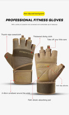 Premium training gloves - Half-finger gym gloves with wrist support